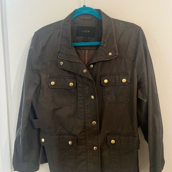 J. Crew Women's Dark Olive Utility Jacket with Gold Accents - Picture 1 of 2